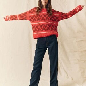 THE GREAT. Red and Black Patterned Sweater